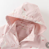 Dave&Bella Girls Toddler Swan/Pony Print Cute Outdoor Hooded Fleece Coat