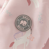 Dave&Bella Girls Toddler Swan/Pony Print Cute Outdoor Hooded Fleece Coat
