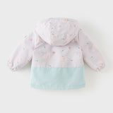 Dave&Bella Girls Toddler Swan/Pony Print Cute Outdoor Hooded Fleece Coat