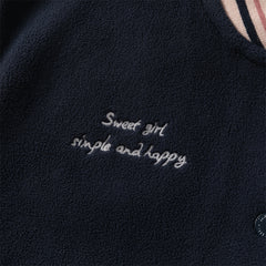 Dave&Bella Girls Autumn Cozy Navy Blue Anti-Static Fleece Jacket Coat Top
