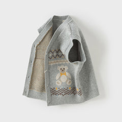 Dave&Bella Boys Autumn Cotton Grey V-collar Sleeveless Vests Tops