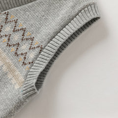 Dave&Bella Boys Autumn Cotton Grey V-collar Sleeveless Vests Tops
