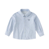 Dave&Bella Toddler Boys Blue Houndstooth Cotton Formal Shirts Tops -1