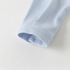 Dave&Bella Toddler Boys Autumn Blue Houndstooth Cotton Formal Shirts Tops