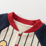 Dave&Bella Boys Navy Blue Striped One-Pieces Romper