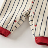 Dave&Bella Boys Navy Blue Striped One-Pieces Romper