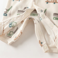 Dave&Bella Baby Girls/Boys Autumn Print Fleece One-piece Hooded Crawl Suit Romper