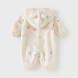 Dave&Bella Baby Girls/Boys Playful Print Fleece One-piece Hooded Crawl Suit Romper