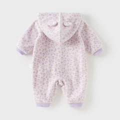 Dave&Bella Baby Girls/Boys Autumn Print Fleece One-piece Hooded Crawl Suit Romper