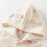 Dave&Bella Baby Girls/Boys Playful Print Fleece One-piece Hooded Crawl Suit Romper