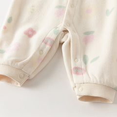 Dave&Bella Baby Girls/Boys Autumn Print Fleece One-piece Hooded Crawl Suit Romper