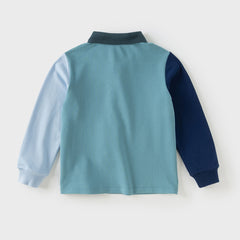 Dave&Bella Boys Autumn College Style Cotton Blue Polo Shirts Top