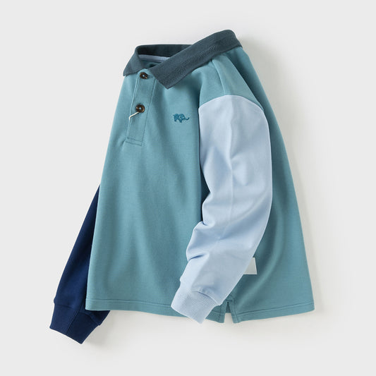 Dave&Bella Boys Autumn College Style Cotton Blue Polo Shirts Top