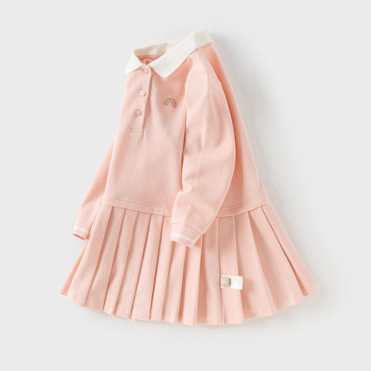 Dave&Bella Toddler Girls Autumn Cotton College Style A-line Dress