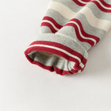 Dave&Bella Toddler Boys Playful Red White Striped Two-piece Pants Suits