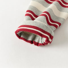 Dave&Bella Toddler Boys Playful Red White Striped Two-piece Pants Suits