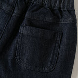 Dave&Bella Toddler Boys Denim Blue Plaid Straight Leg Versatile Jeans