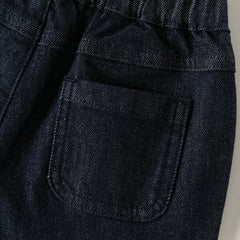 Dave&Bella Toddler Boys Denim Blue Plaid Straight Leg Versatile Jeans