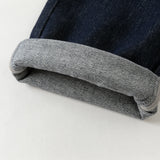 Dave&Bella Toddler Boys Denim Blue Plaid Straight Leg Versatile Jeans