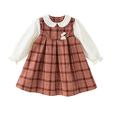 Dave&Bella Toddler Girls Pink Plaid Doll Collar Soft Birthday A-line Dress
