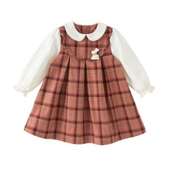 Dave&Bella Toddler Girls Pink Plaid Doll Collar Soft Birthday A-line Dress
