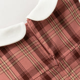 Dave&Bella Toddler Girls Pink Plaid Doll Collar Soft Birthday A-line Dress