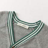 Dave&Bella Toddler Boys Gray Simple Versatile V-neck Cozy Cotton Cardigans