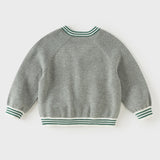 Dave&Bella Toddler Boys Gray Simple Versatile V-neck Cozy Cotton Cardigans