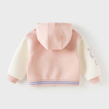 Dave&Bella Toddler Boys/Girls Blue/Pink Letter embroidery Outwear Hooded Coats