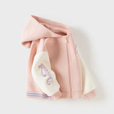 Dave&Bella Toddler Boys/Girls Blue/Pink Letter embroidery Outwear Hooded Coats