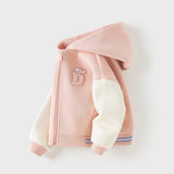 Dave&Bella Toddler Boys/Girls Blue/Pink Letter embroidery Outwear Hooded Coats