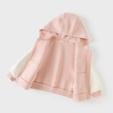 Dave&Bella Toddler Boys/Girls Blue/Pink Letter embroidery Outwear Hooded Coats