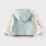 Dave&Bella Toddler Boys/Girls Blue/Pink Letter embroidery Outwear Hooded Coats