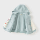 Dave&Bella Toddler Boys/Girls Blue/Pink Letter embroidery Outwear Hooded Coats