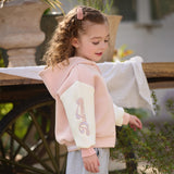 Dave&Bella Toddler Boys/Girls Blue/Pink Letter embroidery Outwear Hooded Coats