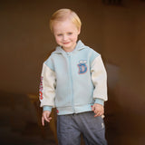 Dave&Bella Toddler Boys/Girls Blue/Pink Letter embroidery Outwear Hooded Coats