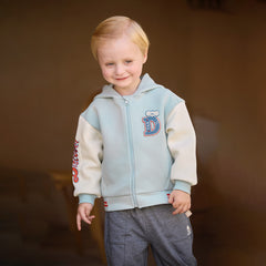 Dave&Bella Toddler Boys/Girls Blue/Pink Letter embroidery Outwear Hooded Coats