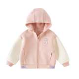 Dave&Bella Toddler Boys/Girls Blue/Pink Letter embroidery Outwear Hooded Coats
