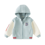 Dave&Bella Toddler Boys/Girls Blue/Pink Letter embroidery Outwear Hooded Coats