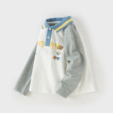 Dave&Bella Toddler Boys White Cute Print Polo Collar Casual Comfortable Polos
