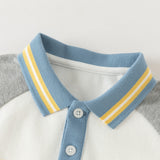 Dave&Bella Toddler Boys White Cute Print Polo Collar Casual Comfortable Polos