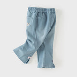 Dave&Bella Toddler Girls Denim Blue Sweet Bow Tie Versatile Flared Jeans