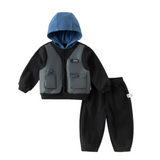 Dave&Bella Toddler Boys Carbon Black Hooded Warm Pant Suits