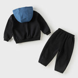 Dave&Bella Toddler Boys Carbon Black Hooded Warm Pant Suits