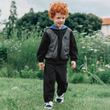 Dave&Bella Toddler Boys Carbon Black Hooded Warm Pant Suits