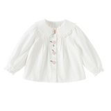 Dave&Bella Toddler Girls White Sweet Floral Embroidery Cozy Comfortable Cotton Shirts