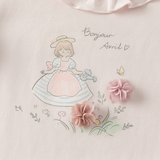 Dave&Bella Toddler Girls Beige/Purple Doll Collar Cute Print Cozy T-shirts