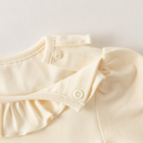 Dave&Bella Toddler Girls Beige/Purple Doll Collar Cute Print Cozy T-shirts
