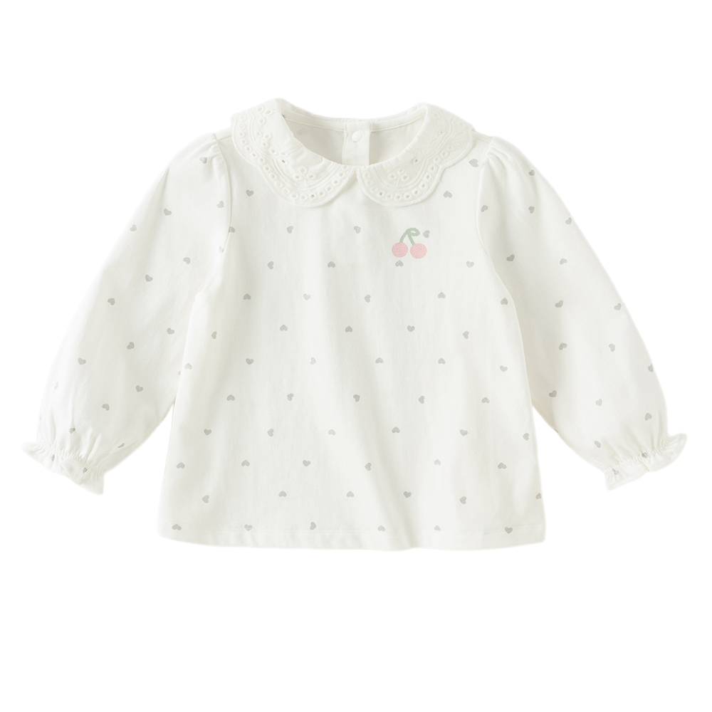 Dave&Bella Toddler Girls Pink/Beige Doll Collar Sweet Cozy Comfortable Cotton T-shirts