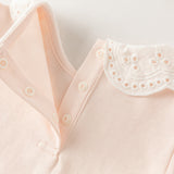 Dave&Bella Toddler Girls Pink/Beige Doll Collar Sweet Cozy Comfortable Cotton T-shirts